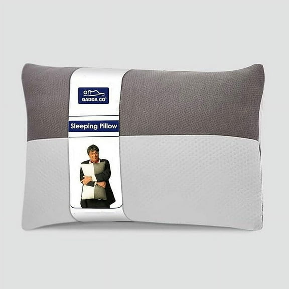 GADDA CO Hollow Sleeping Fiber Pillow with Zip | Set of 1 | Height Adjustable Sleeping Pillow, Soft and Fluffy | White and Grey, Standard Size