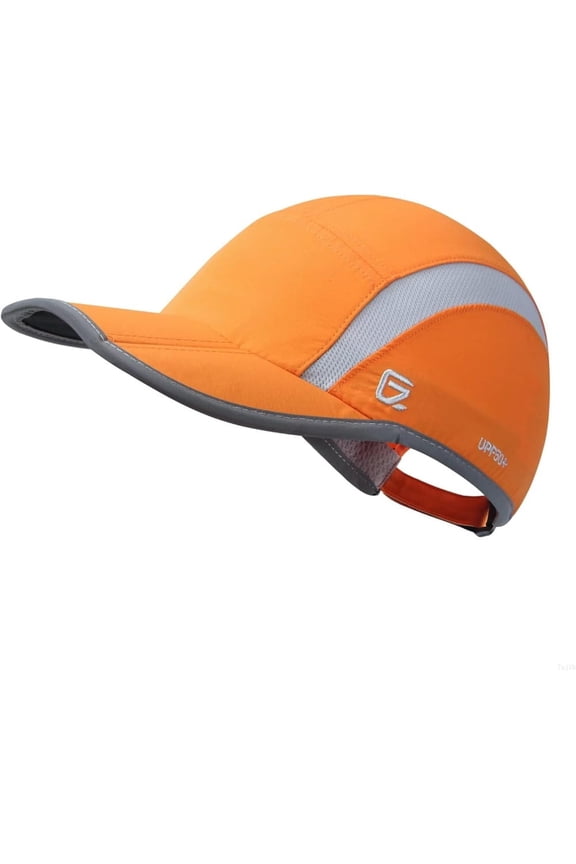 Folding Outdoor Nylon Sports Cap, Orange, Adjustable