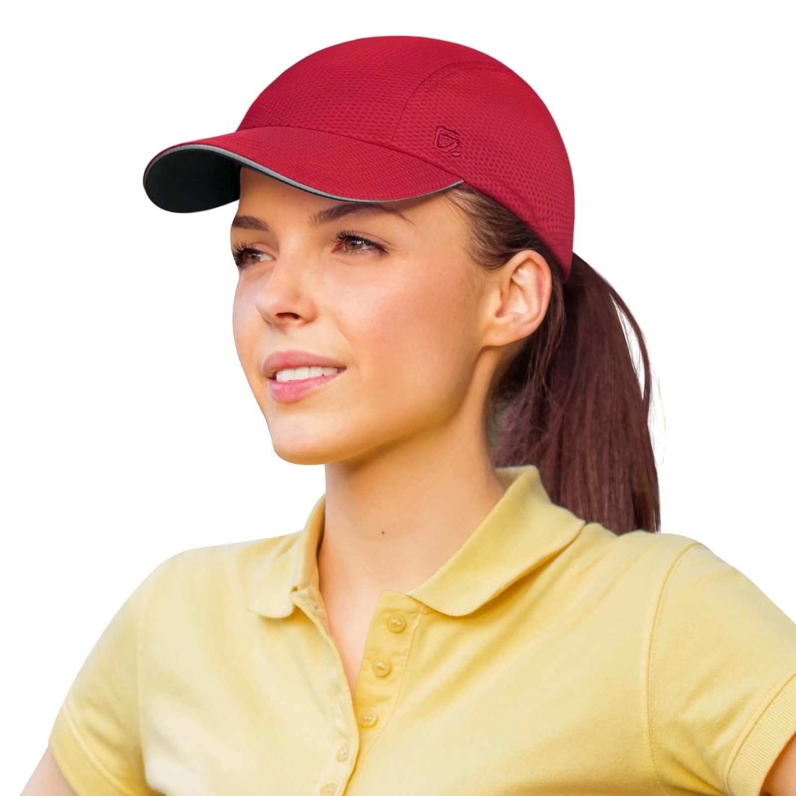 GADIEMKENSD Women's Race Day Running Hat Performance Mesh Baseball Cap -  Excellent Ventilation, Lightweight, Reflective Safety Ponytail Hats for  Exercise Golf Hiking Beach Workout Gym Red 
