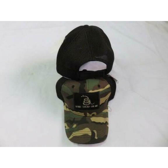GADSDEN DON'T TREAD ON ME BLACK CAMO MESH TRUCKER HAT CAP (PREMIUM COTTON)