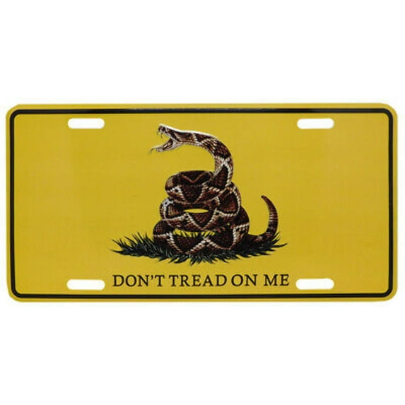 GADSDEN FLAG DON'T TREAD ON ME AMERICAN FLAG LICENSE PLATE TAG 6 BY 12 INCHES
