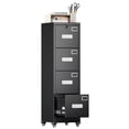 thumbnail image 1 of GAEANET Upgrade 56" H 4 Drawer Vertical File Cabinet with Wheels, Lockable Home Office Metal File Cabinet for Legal/Letter A4 Size, Assembly Required,Black, 1 of 12