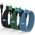 thumbnail image 1 of GAEF Charger Cable Compatible for iPhone,6FT Type C to Charger Cable Cord, Phone Power Cord High Speed Data Sync USB C Cable,3Pack Fast Charger Charging Cord Compatible for iPhone(Black/Blue/Green), 1 of 7
