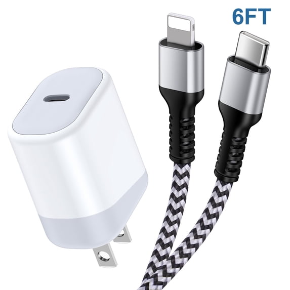 Compatible for iPhone Charger, USB C Charger Block with 6FT Type C Charging Cable, USB C Wall Charger Adapter Plug Type C Brick Box Charger Station Compatible for iPhone, White
