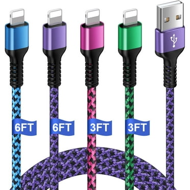 GAEF USB Charger Charging Cable,4Pack Nylon Braided Charger Cord,3/6FT Long Charger Cable Fast Charging Cord, Fast Charging Cable Cord 480 Mbps High Speed Data Sync Cable Compatible iPhone