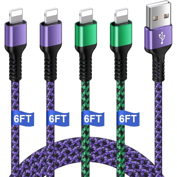 GAEF USB Charger Charging Cable,4Pack Nylon Braided Charger Cord,6FT Long Charger Cable Fast Charging Cord, Fast Charging Cable Cord 480 Mbps High Speed Data Sync Cable Compatible iPhone