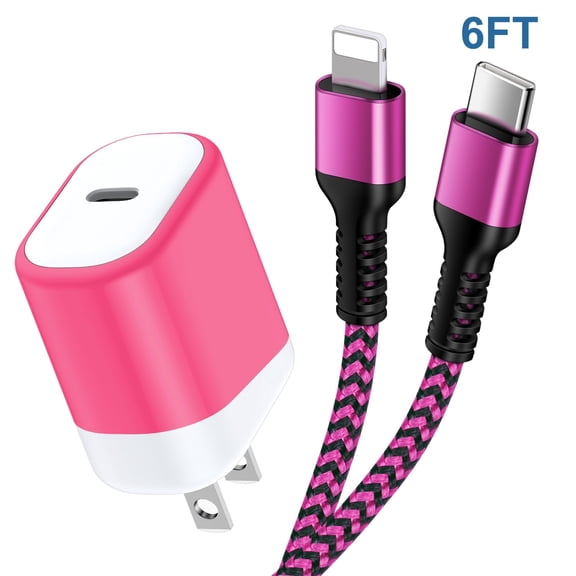 Compatible for iPhone Charger, USB C Charger Block with 6FT Type C Charging Cable, USB C Wall Charger Adapter Plug Type C Brick Box Charger Station Compatible for iPhone, Pink