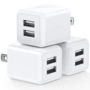 AndHot 3 Pack USB Charger Block, 2.1A Dual Port Wall Charger Adapter Plug Power Adapter Power Base Charger Station Charging Brick Box Fast Charger Block Compatible for iPhone Android, White