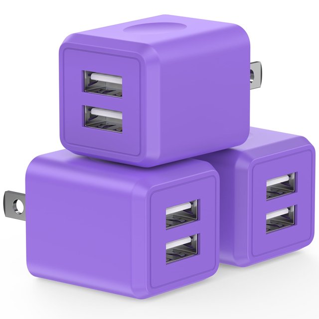 AndHot 3 Pack USB Charger Block, 2.1A Dual Port Wall Charger Adapter ...