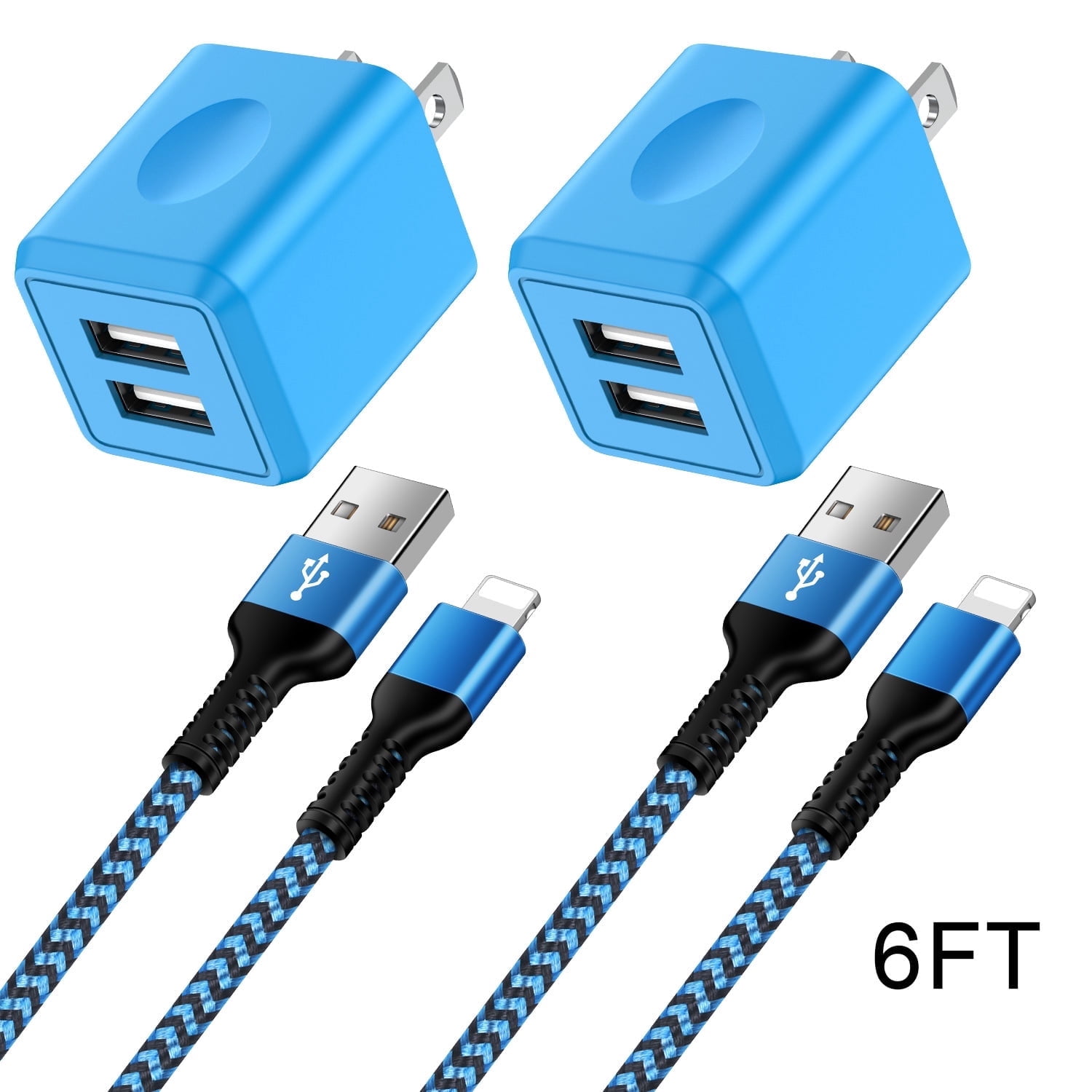 GAEF USB Wall Charger Compatible for iPhone, 2Pack Dual Port USB ...