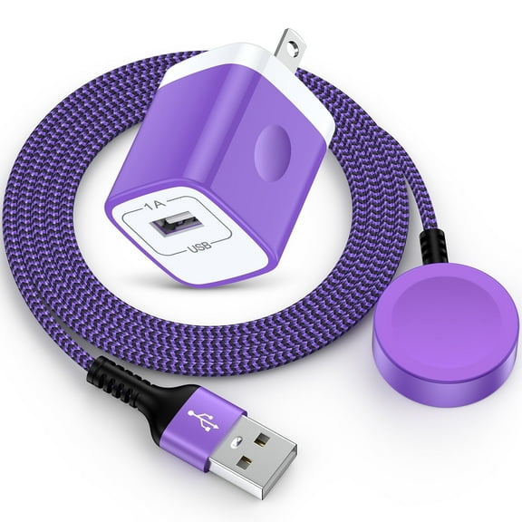 GAEF Magnetic Watch Charger Fast Charging, Smart Watch Charging Cable 3.3FT with USB Charger Block Compatibel for iWatch 10/9/8/7/6/SE/SE2/5/4/3/2/1, Purple