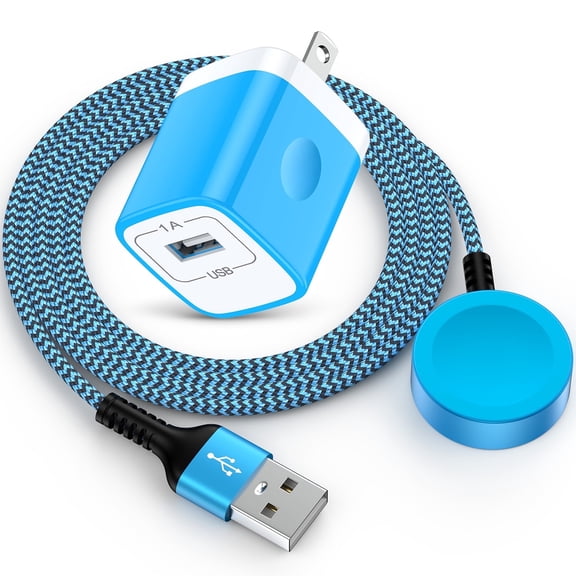 GAEF Magnetic Watch Charger Fast Charging, Smart Watch Charging Cable 3.3FT with USB Charger Block Compatibel for iWatch 10/9/8/7/6/SE/SE2/5/4/3/2/1, Blue