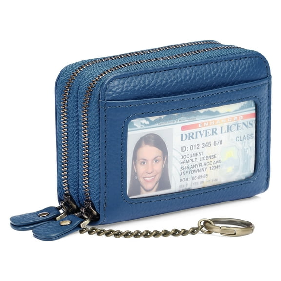 GAEKEAO Credit Card Holder Wallet for Women RFID Blocking Small Genuine Leather Card Case Wallet with Keychain