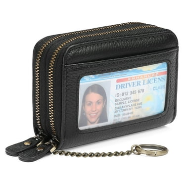 Women's Genuine Leather RFID Secure Spacious Cute Double-Zipper Card ...
