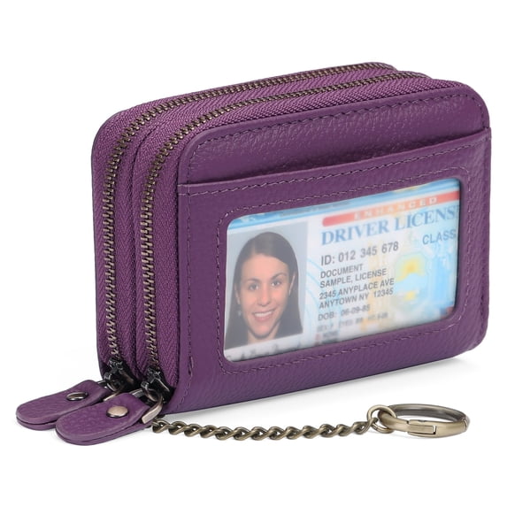 GAEKEAO Credit Card Holder Wallet for Women RFID Blocking Small Genuine Leather Card Case Wallet with Keychain
