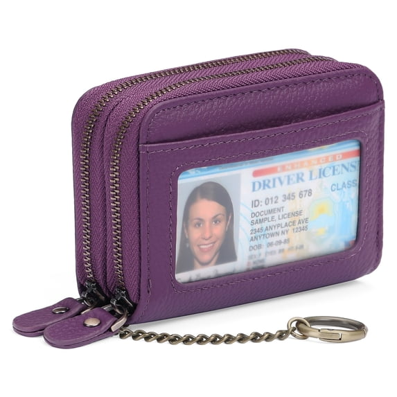 GAEKEAO Credit Card Holder Wallet for Women RFID Blocking Small Genuine Leather Card Case Wallet with Keychain