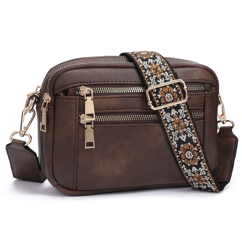 GAEKEAO Women’s Leather Crossbody Purse with Detachable Shoulder Strap and Multi Pockets