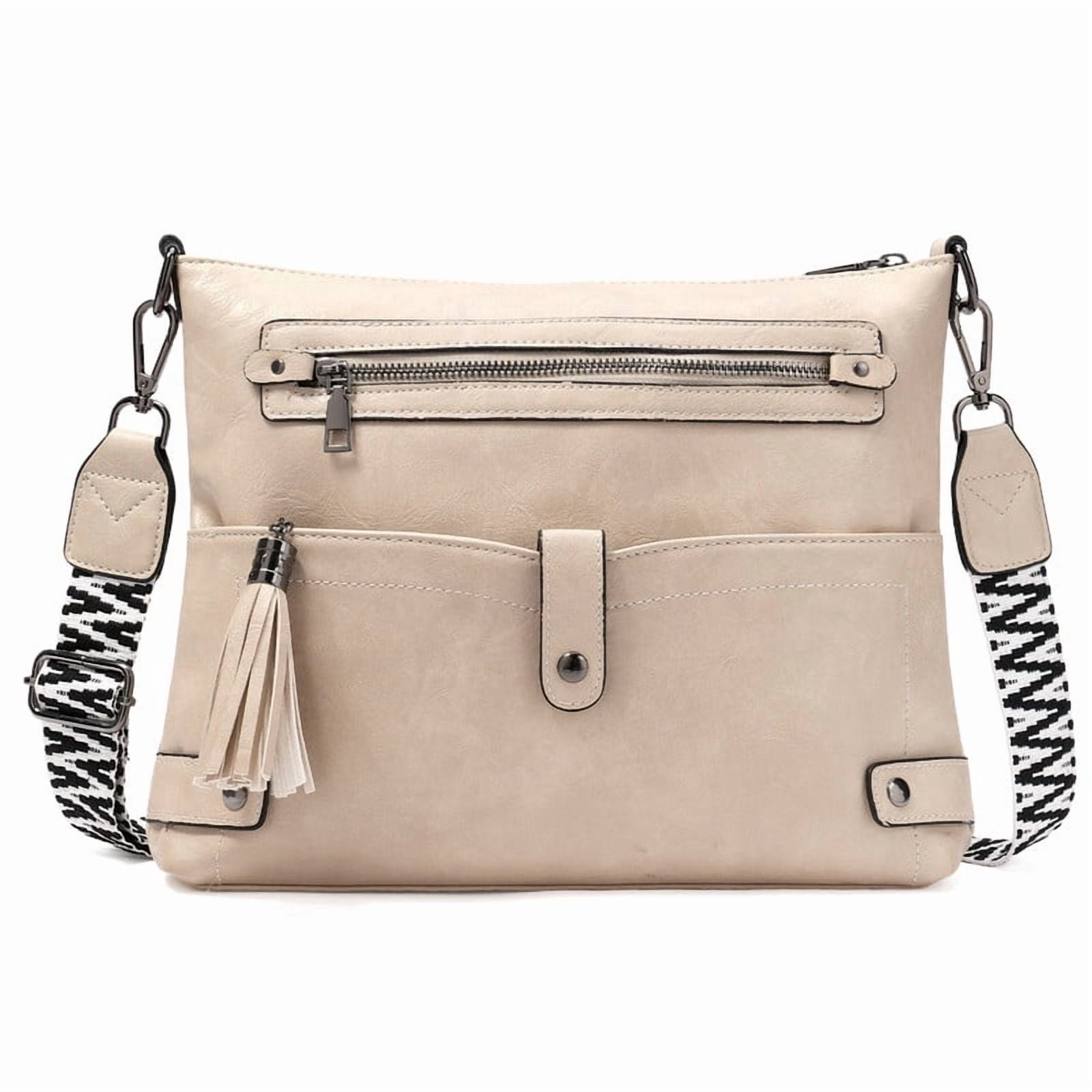 GAEKEAO Large Crossbody Bags for Women Multi Pocket Leather Crossbody Purse Designer Shoulder Bag Adjustable Strap Everyday Travel Handbag
