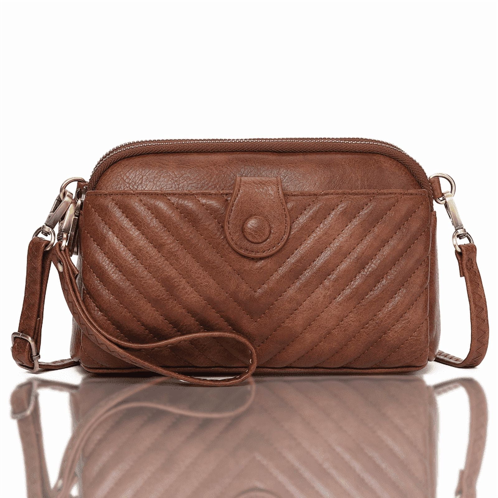 GAEKEAO Crossbody Bags for Women Leather Shoulder Purse Cross Body Bag Handbag with Wristlet Top Zipper