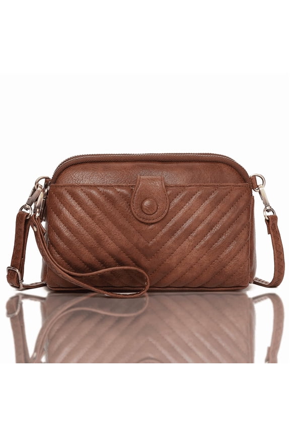 Crossbody Bags for Women Leather Shoulder Purse Cross Body Bag Handbag with Wristlet Top Zipper