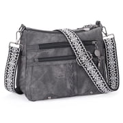 GAEKEAO Crossbody Bags for Women Soft Leather Large Capacity Multi Pocket Shoulder Purse with Adjustable Strap