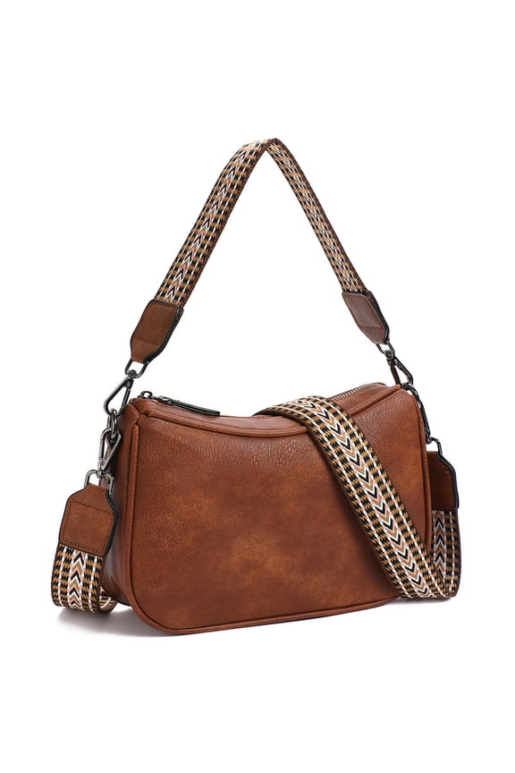 Women's Shoulder Bag, Medium Handbag, Women's Leather Crossbody Bags with Adjustable Coloured Strap