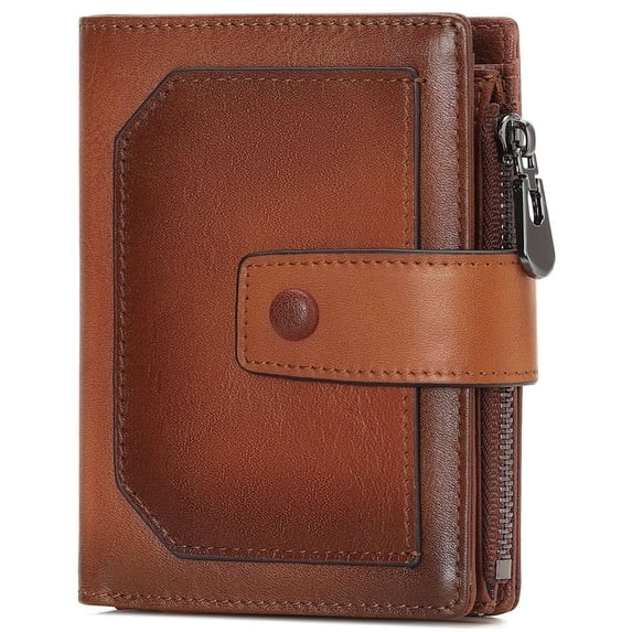 GAEKEAO Genuine Leather Bifold Wallet for Men with Zipper Coin Pocket, RFID Blocking Slim Mens Wallet with 2 ID Windows, Gift Box