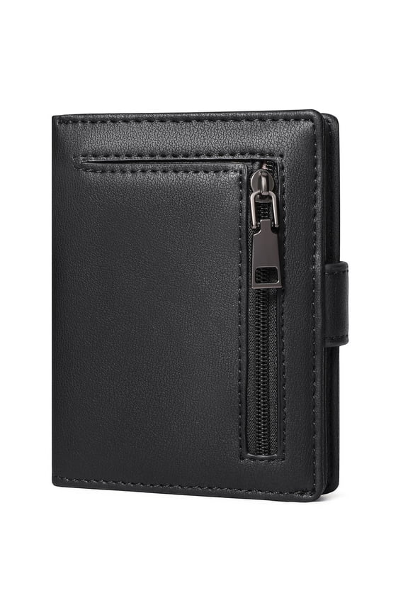 Genuine Leather Wallet for Men Bifold Slim Men's Wallets with Zipper Change Pocket Card Holder RFID Blocking Purse