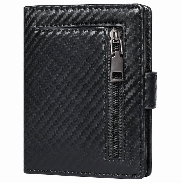 GAEKEAO Genuine Leather Wallet for Men Bifold Slim Men's Wallets with Zipper Change Pocket Card Holder RFID Blocking Purse