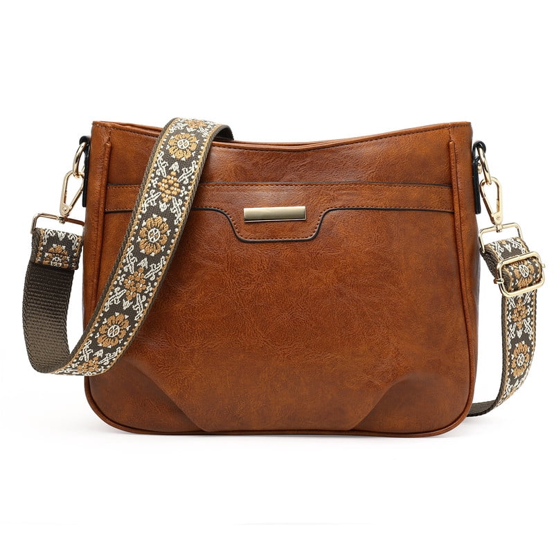 Women's Small Genuine Leather Crossbody Bag – Boho Saddle Purse With Adjustable Strap – 9 Inch Brown Handbag For Everyday