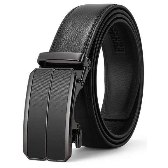 GAEKEAO Leather Ratchet Belt for Men Automatic Adjustable Click Buckle Belts for Dress Casual Trim to Fit with Gift Box