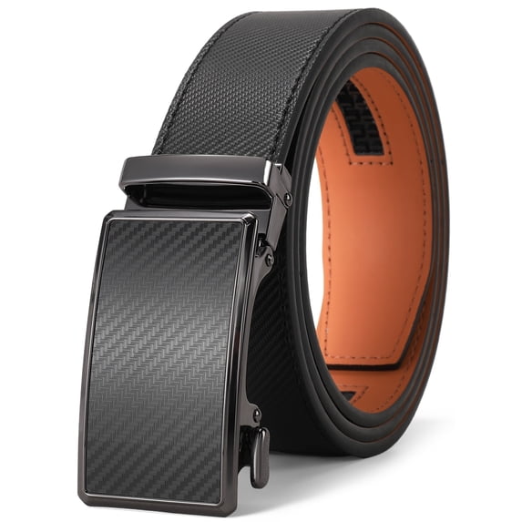 GAEKEAO Leather Ratchet Belt for Men Automatic Adjustable Click Buckle Belts for Dress Casual Trim to Fit with Gift Box