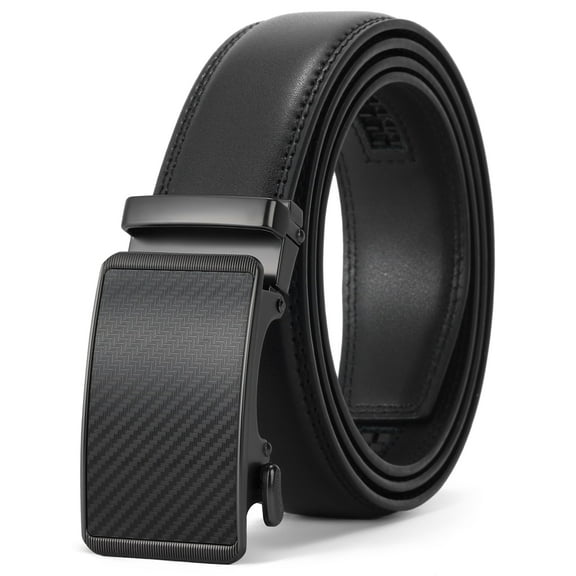 GAEKEAO Leather Ratchet Belt for Men Automatic Adjustable Click Buckle Belts for Dress Casual Trim to Fit with Gift Box