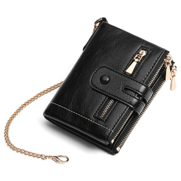 GAEKEAO Small Wallet for Women Slim Bifold Leather Credit Card Holder Wallets Zipper Pocket Coin Purse with ID Window