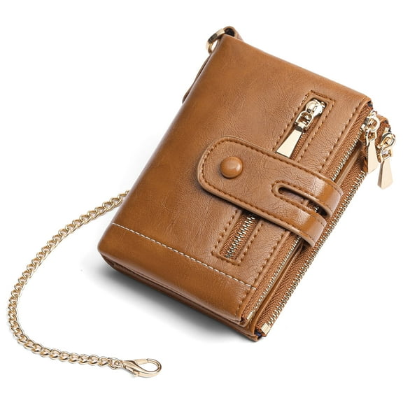 GAEKEAO Small Wallet for Women Slim Bifold Leather Credit Card Holder Wallets Zipper Pocket Coin Purse with ID Window