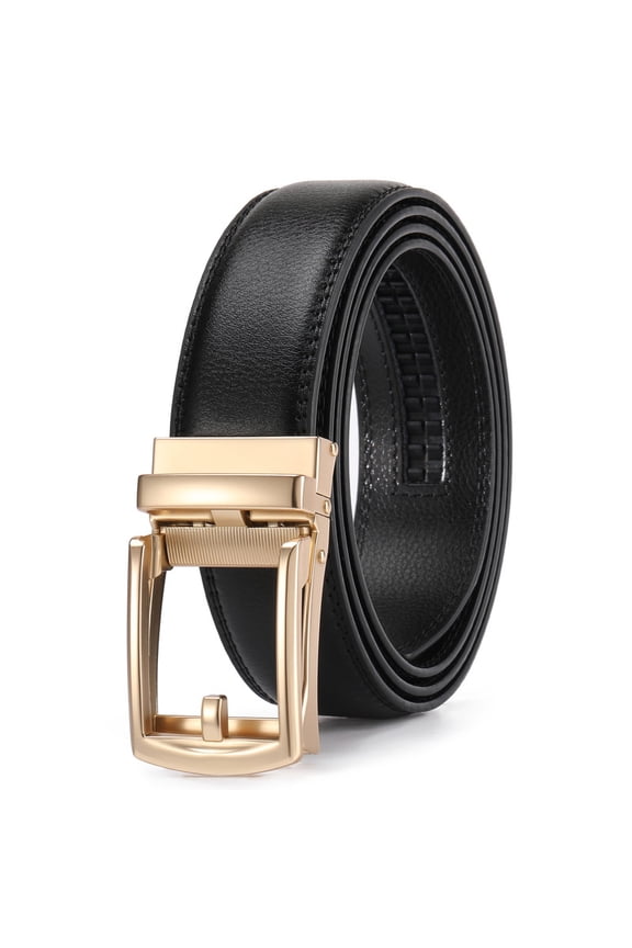 Ratchet Belt for Men Genuine Leather 1 3/8" - Micro-Adjust Buckle Trim to Fit Dress Belt Casual to Formal Gift Boxed