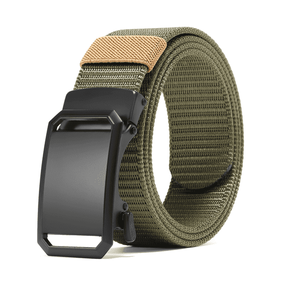GAEKEAO Belt for Men Stretch Nylon Ratchet Belt Web Work Men Belts with Automatic Slide Buckle，Adjustable Trim to Fit