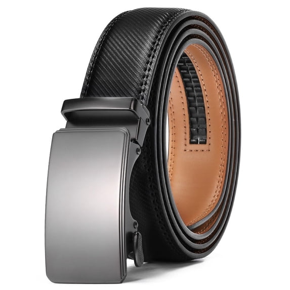 GAEKEAO Ratchet Belt for Men Genuine Leather 1 3/8" - Micro-Adjust Buckle Trim to Fit Dress Belt Casual to Formal Gift Boxed