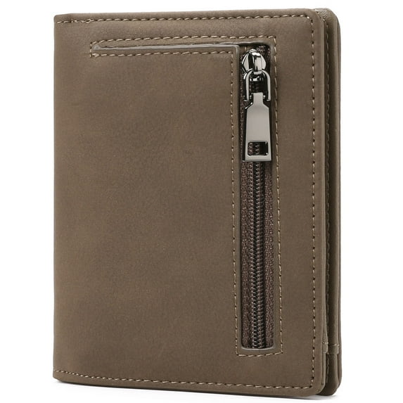 GAEKEAO Mens Wallet Slim Bifold RFID Blocking Thin Credit Card Holder Genuine Leather Minimalist Front Pocket Wallets for Men with Zipper Coin Pocket