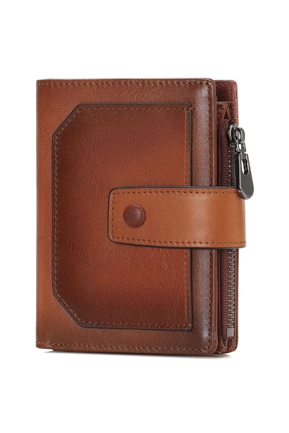 Genuine Leather Bifold Wallet for Men with Zipper Coin Pocket, RFID Blocking Slim Mens Wallet with 2 ID Windows, Gift Box