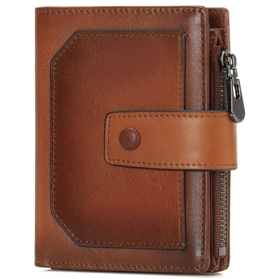 GAEKEAO Genuine Leather Wallets for Men with Zipper, RFID Blocking Mens Wallet with Coin Pouch, Bifold Wallet with 2 ID Windows in Gift Box, Billeteras de Hombres