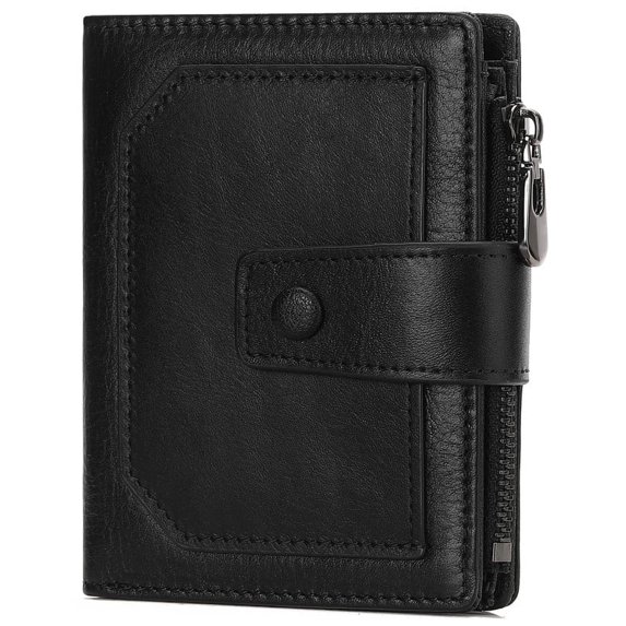 GAEKEAO Genuine Leather Bifold Wallet for Men with Zipper Coin Pocket, RFID Blocking Slim Mens Wallet with 2 ID Windows, Gift Box