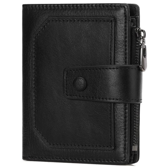 GAEKEAO Genuine Leather Bifold Wallet for Men with Zipper Coin Pocket, RFID Blocking Slim Mens Wallet with 2 ID Windows, Gift Box