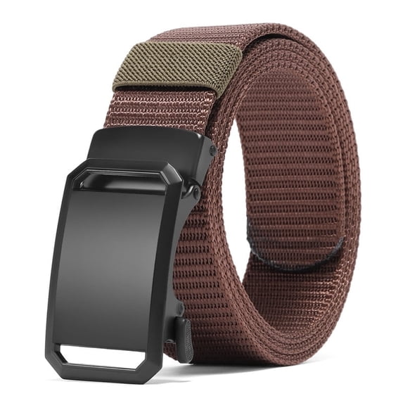 GAEKEAO Ratchet Belt for Men, Stretch Nylon Web Work Belt with Automatic Slide Buckle, Adjustable Trim to Fit Casual Jeans