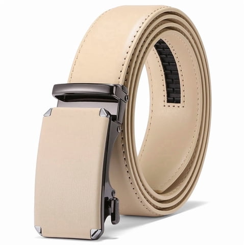 Men’s Ratchet Belt Adjustable Leather Belt with Auto Lock Buckle Trim to Fit and Gift Box