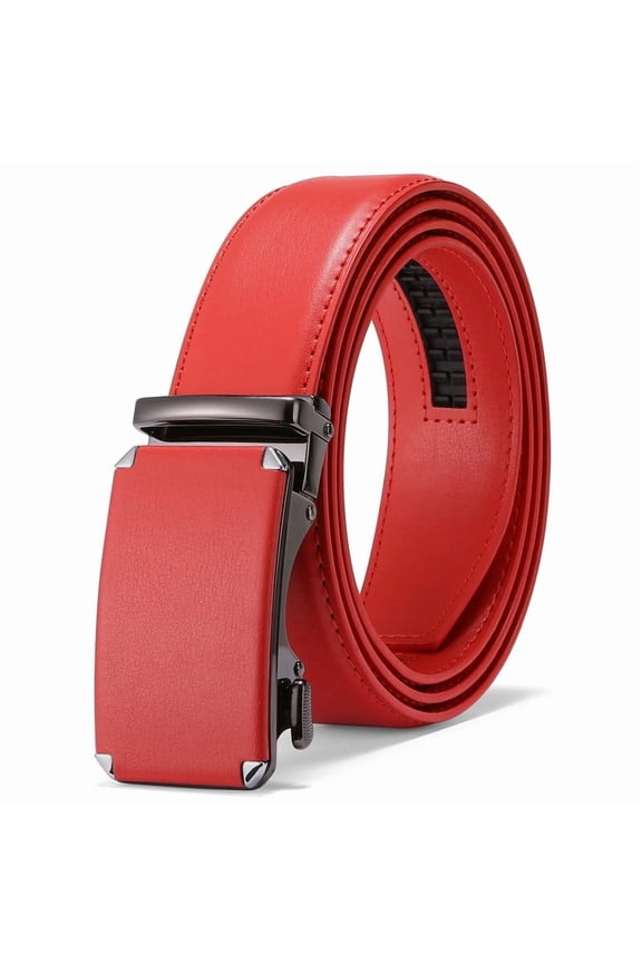 Men’s Ratchet Belt Adjustable Leather Belt with Auto Lock Buckle Trim to Fit and Gift Box