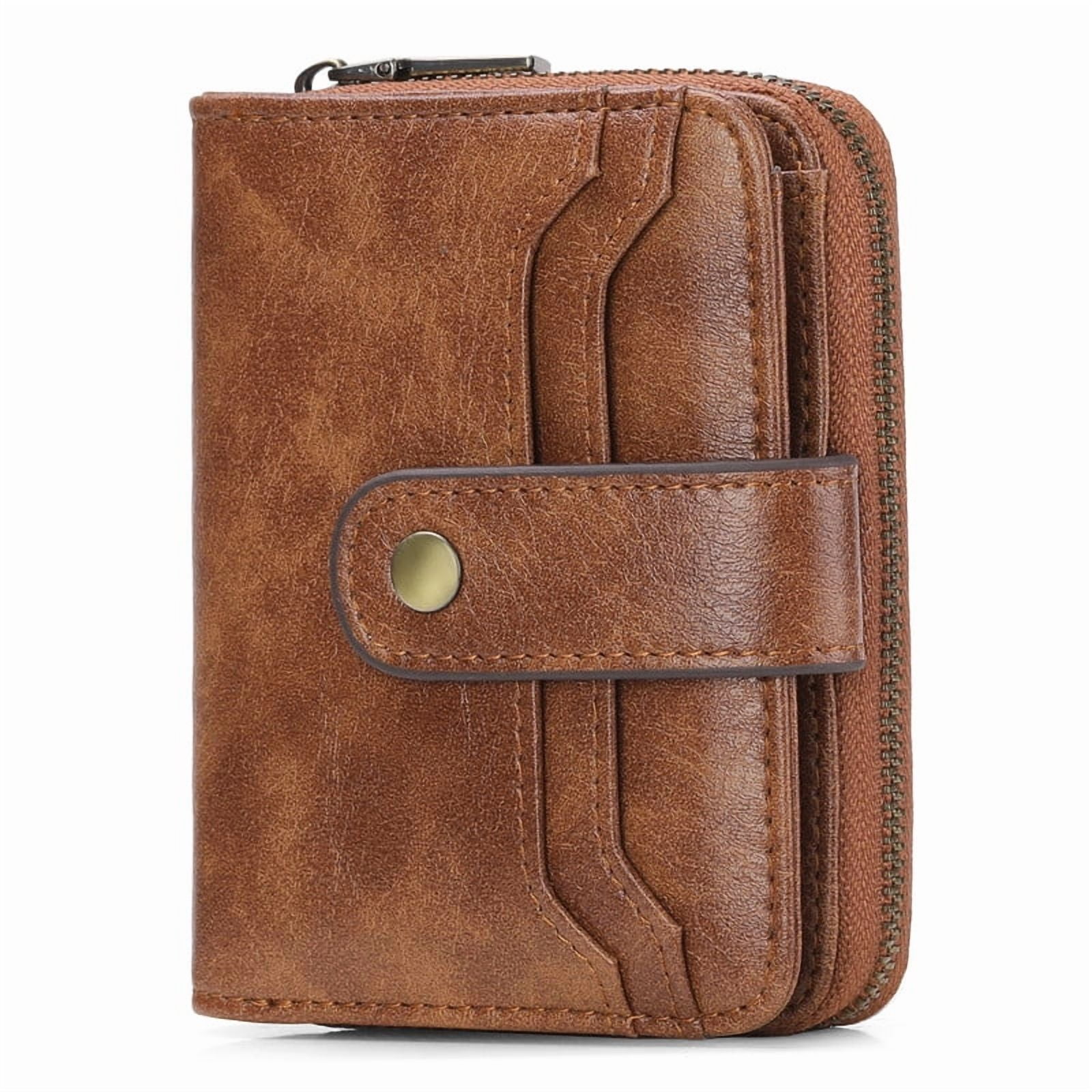GAEKEAO Small Leather Women's Wallet – RFID Blocking, Bifold With Double Zipper Pockets, 18 Card Slots & 2 ID Windows