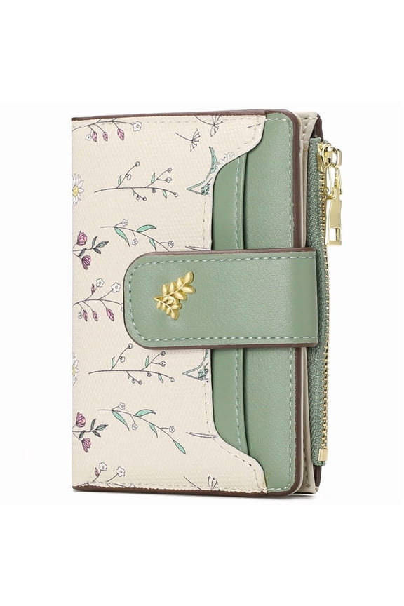 Small Wallet for Women Slim Bifold Leather Credit Card Holder Purse Zipper Pocket Coin Wallets with ID Window