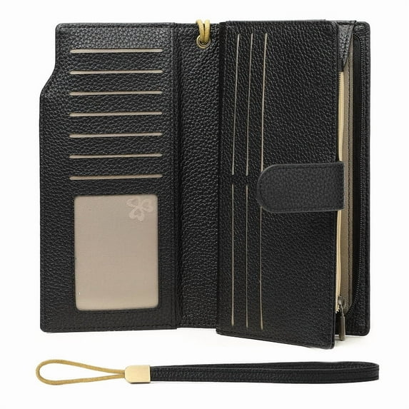 GAEKEAO Womens Wallets Large Capacity Leather Card Holder RFID Blocking Wristlet Clutch Long Travel Ladies Purse