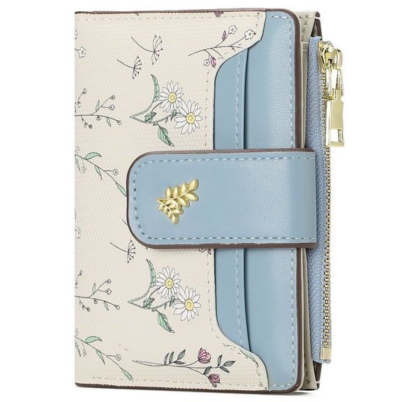 GAEKEAO Small Wallet for Women Slim Bifold Leather Credit Card Holder Purse Zipper Pocket Coin Wallets with ID Window